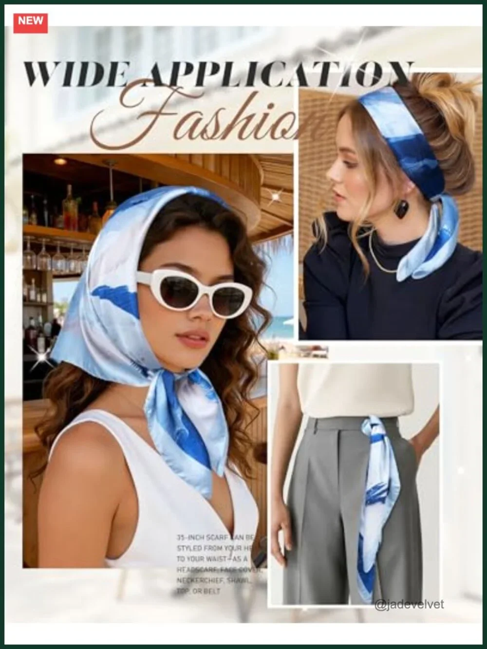 Square Satin Hair Scarf Women 27 Inch Silk Like Polyester Bandana